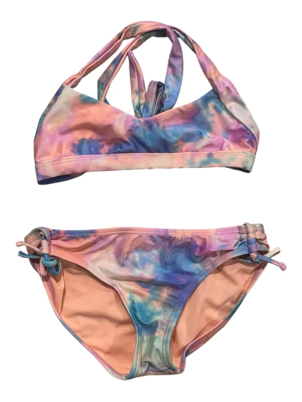 Raisins Girls' Tie-Dye Two-Piece Swim Set - Peach & Pastel